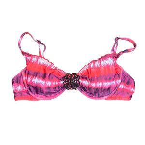 BECCA by Rebecca Virtue Pink Purple Bikini Swim Bathing Suit Top Women's Large